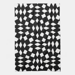 Modern Abstrakt Retro Black White Checker Mönster Kökshandduk