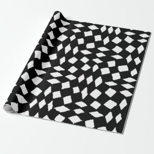 Modern Abstrakt Retro Black White Checker Mönster Presentpapper