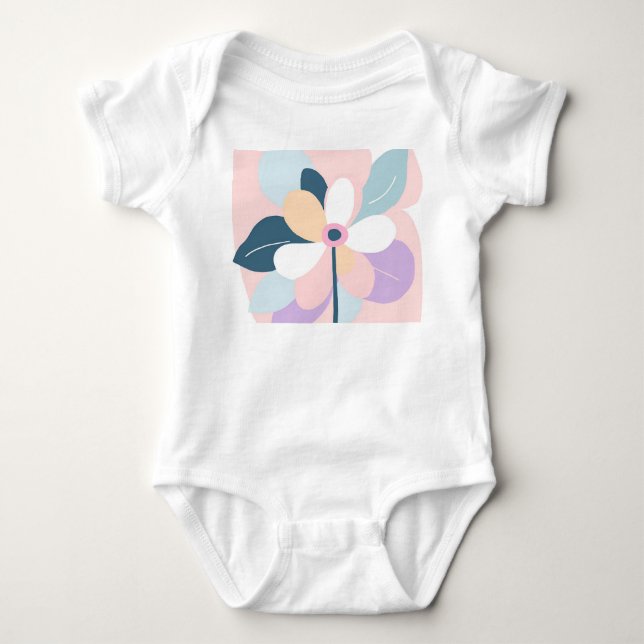 Modern Abstrakt Retro Pastell Blommig T Shirt (Framsida)