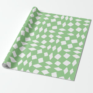 Modern Abstrakt Retro Sage Grönt Checker Mönster Presentpapper