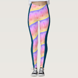 MODERN-abstrakt rita i - blå svart gult rosa Leggings