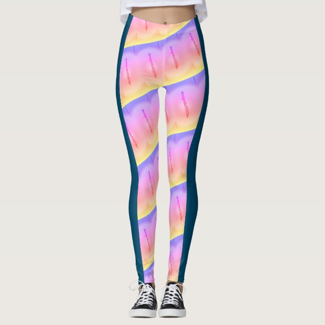 MODERN-abstrakt rita i - blå svart gult rosa Leggings (Framsida)