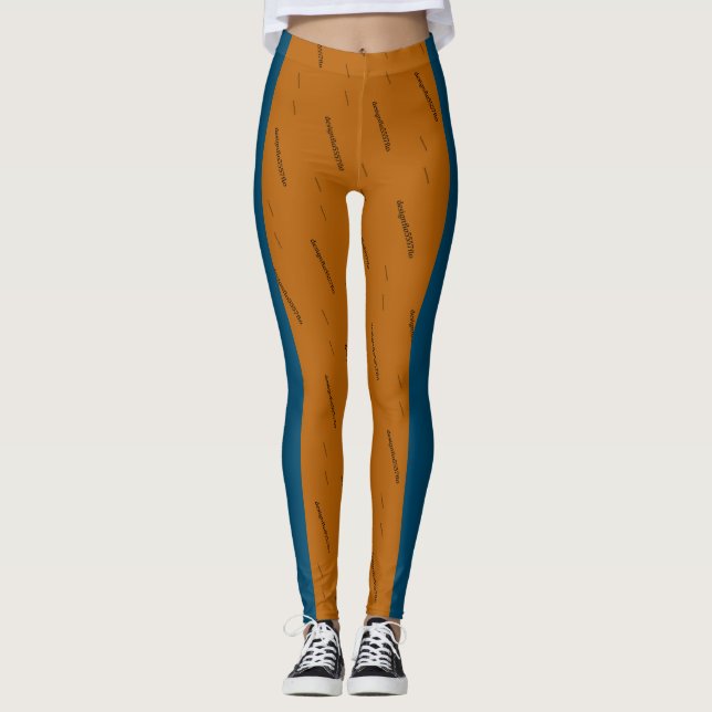 MODERN-abstrakt rita i - blå svart orange Leggings (Framsida)