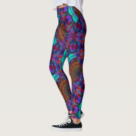 MODERN-abstrakt rita i blåbrun-rosa-mosaik Leggings