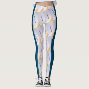 MODERN abstrakt rita i blåsvart orange grått Leggings