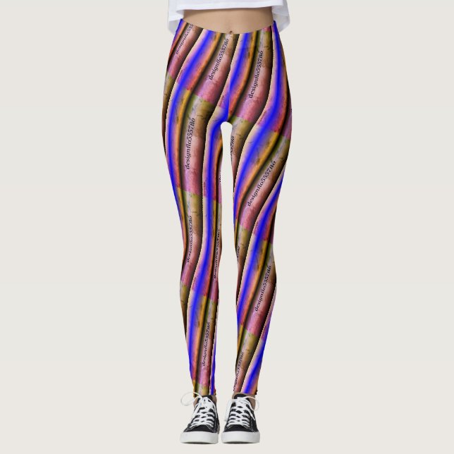 MODERN-abstrakt rita i blått rosa Leggings (Framsida)