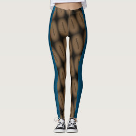 MODERN abstrakt rita i- blått, svart, brun benbalk Leggings