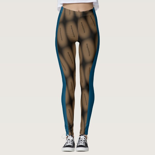 MODERN abstrakt rita i- blått, svart, brun benbalk Leggings (Framsida)