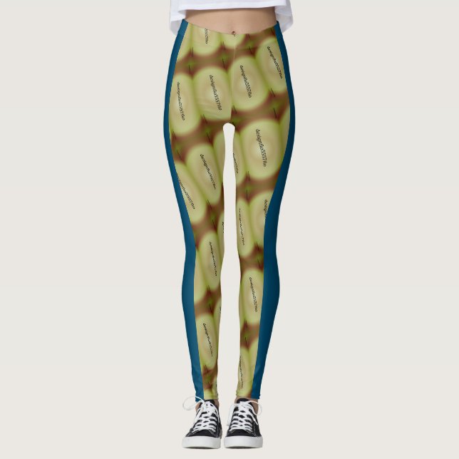 MODERN abstrakt rita i blått svart gult brun Leggings (Framsida)