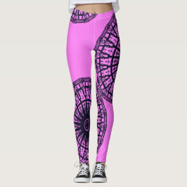 MODERN-abstrakt rita i djupblått rosa Färg: #FF7 Leggings