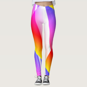 MODERN-abstrakt rita i rosa-gult-blått-röd Leggings