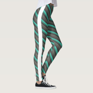 MODERN abstrakt rita i vit grönt djupt grått Leggings