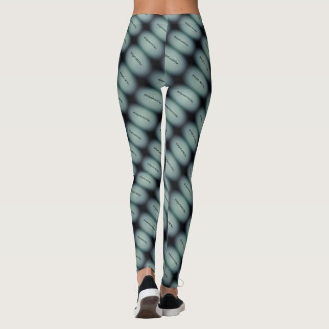 MODERN abstrakt rita i vitt ljus grått grönt Leggings (Baksida)