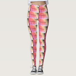 MODERN abstrakt rita i vitt ljusrött Leggings