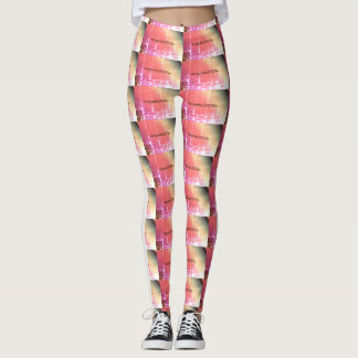 MODERN abstrakt rita i vitt ljusrött Leggings