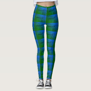 MODERN abstrakt rita i vitt ljust grönt blått Leggings