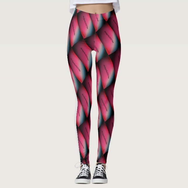 MODERN abstrakt rita i vitt svart rosa av tårblått Leggings (Framsida)