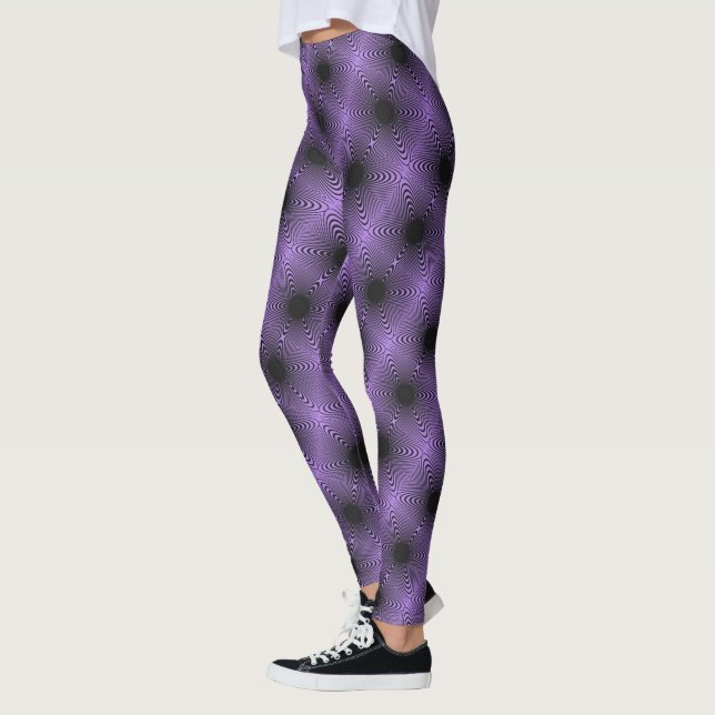 MODERN-abstrakt rita in-black-lila-mosaic Leggings (Vänster)