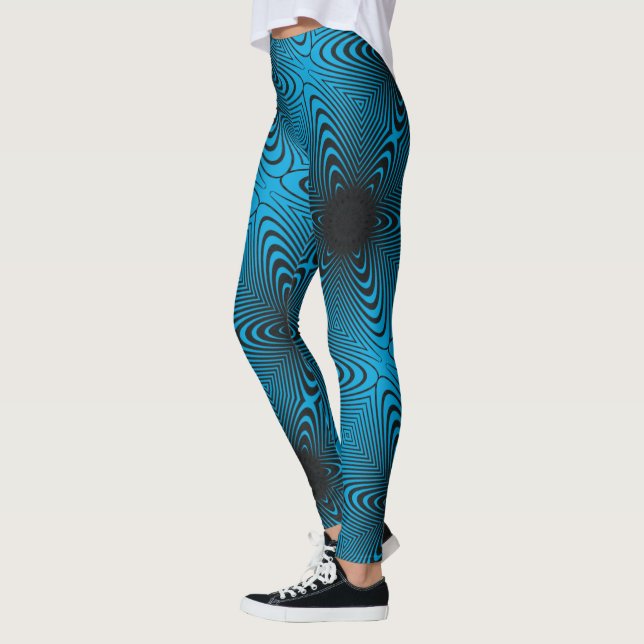 MODERN abstrakt rita in-black-teal blue-mosaic Leggings (Vänster)