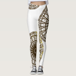 MODERN-abstrakt rita in-black-white-guld Leggings