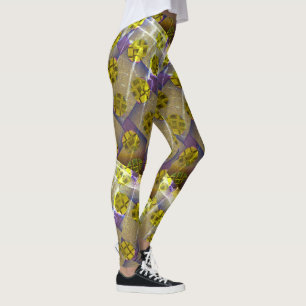 MODERN abstrakt rita in-brun-djup gult-ljus Leggings