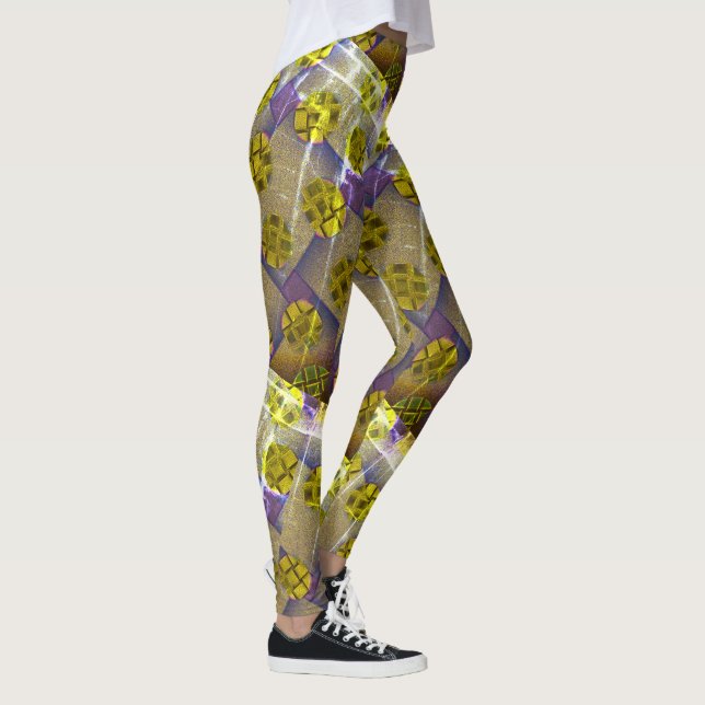 MODERN abstrakt rita in-brun-djup gult-ljus Leggings (Höger)