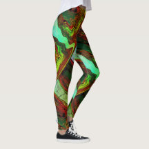 MODERN abstrakt rita in grönt-blue-red- Leggings