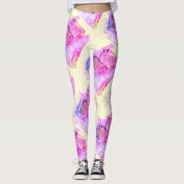 MODERN-abstrakt rita in gult light-rosa-lila Leggings