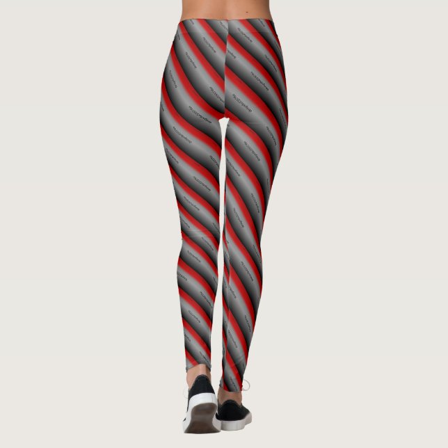 MODERN abstrakt rita in- light grått Red black Leggings (Baksida)