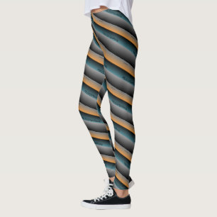 MODERN abstrakt rita in light- grått svart grönt Leggings
