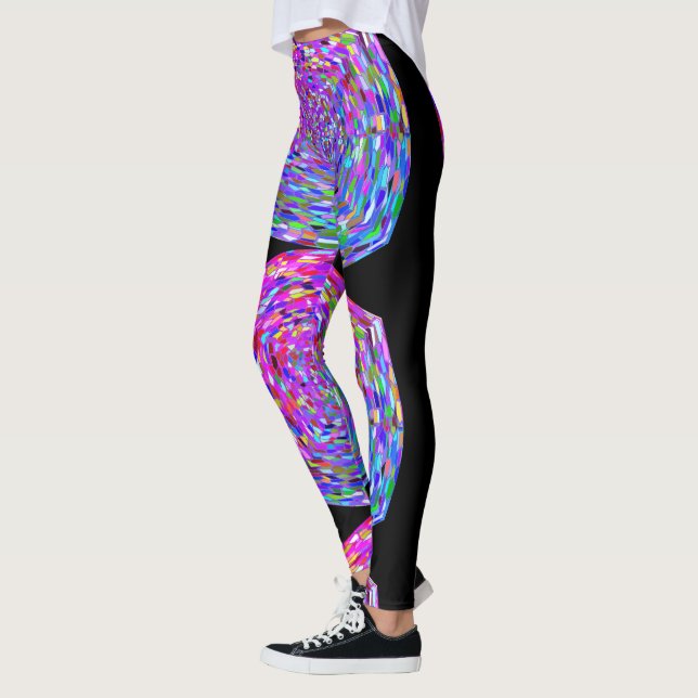 MODERN-abstrakt rita in light-rosa-black-blue Leggings (Vänster)