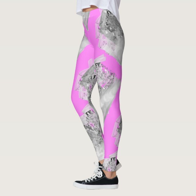 MODERN-abstrakt rita in light-rosa-grått Leggings (Vänster)