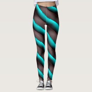 MODERN abstrakt rita in light teal blue black gråt Leggings