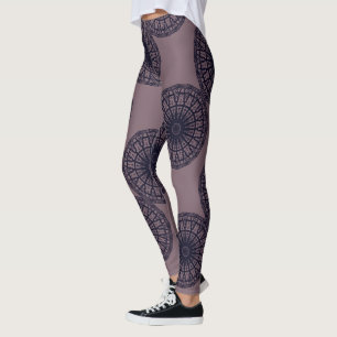 Modern abstrakt ritar i djup blå djup rosa leggings