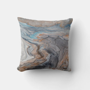 Modern abstrakt River blue bronze-grädde Kudde