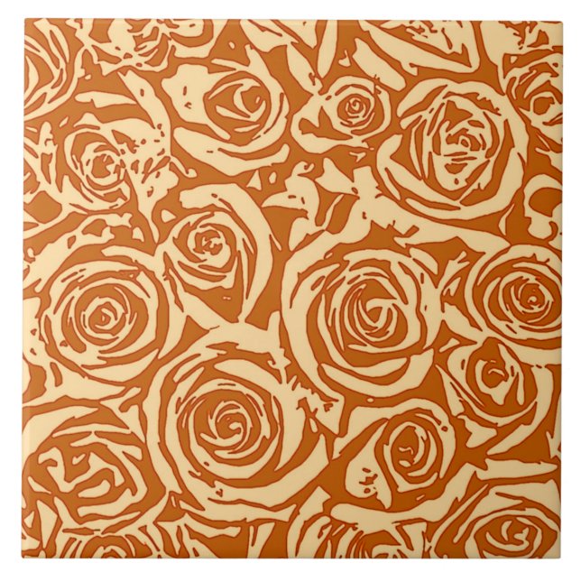 Modern Abstrakt Ro Mönster, Mandarin-Orangen Kakelplatta (Framsidan)
