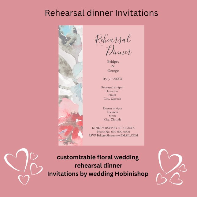 Modern Abstrakt  Ro och Wildblomma Bröllop Inbjudningar (customizable floral wedding 
rehearsal dinner
Invitations by wedding Hobinishop)