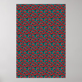 Modern Abstrakt Röd Vallmo Blommönster Poster