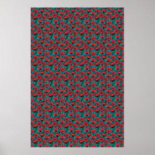 Modern Abstrakt Röd Vallmo Blommönster Poster