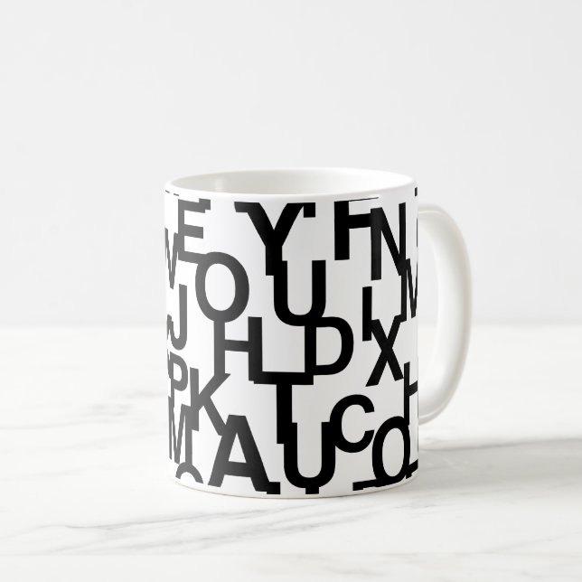 Modern, abstrakt, rörig mönster med brev kaffemugg (Framsida höger)
