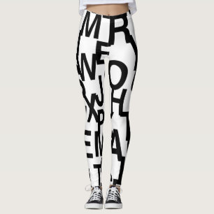 Modern, abstrakt, rörig mönster med brev leggings
