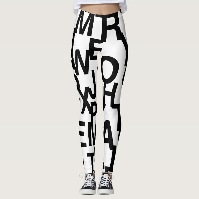 Modern, abstrakt, rörig mönster med brev leggings (Framsida)