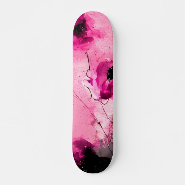 Modern Abstrakt Rosa Blommig  Mini Skateboard Bräda 18,5 Cm (Framsida)