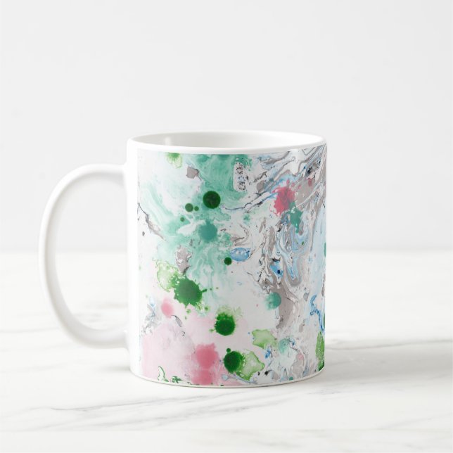 Modern Abstrakt Rosa Blue Grönt Färg-mall Kaffemugg (Vänster)