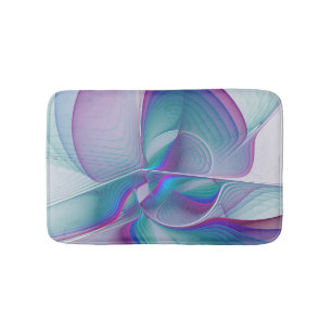 Modern Abstrakt Rosa Blue Turquise Fractal Art Badrumsmatta