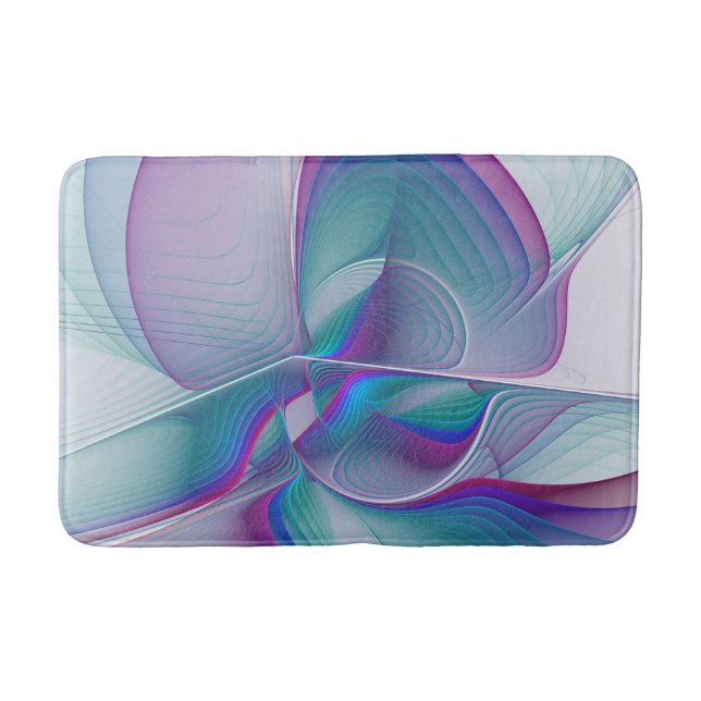 Modern Abstrakt Rosa Blue Turquise Fractal Art Badrumsmatta (Framsidan)