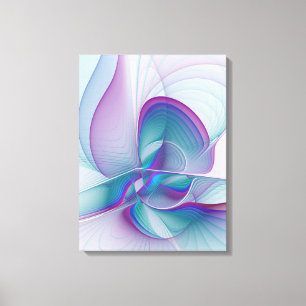 Modern Abstrakt Rosa Blue Turquise Fractal Art Canvastryck