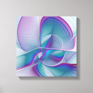 Modern Abstrakt Rosa Blue Turquise Fractal Art Canvastryck