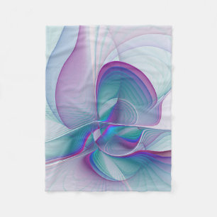 Modern Abstrakt Rosa Blue Turquise Fractal Art Fleecefilt