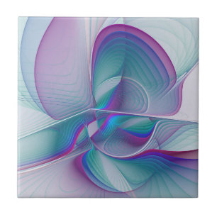 Modern Abstrakt Rosa Blue Turquise Fractal Art Kakelplatta